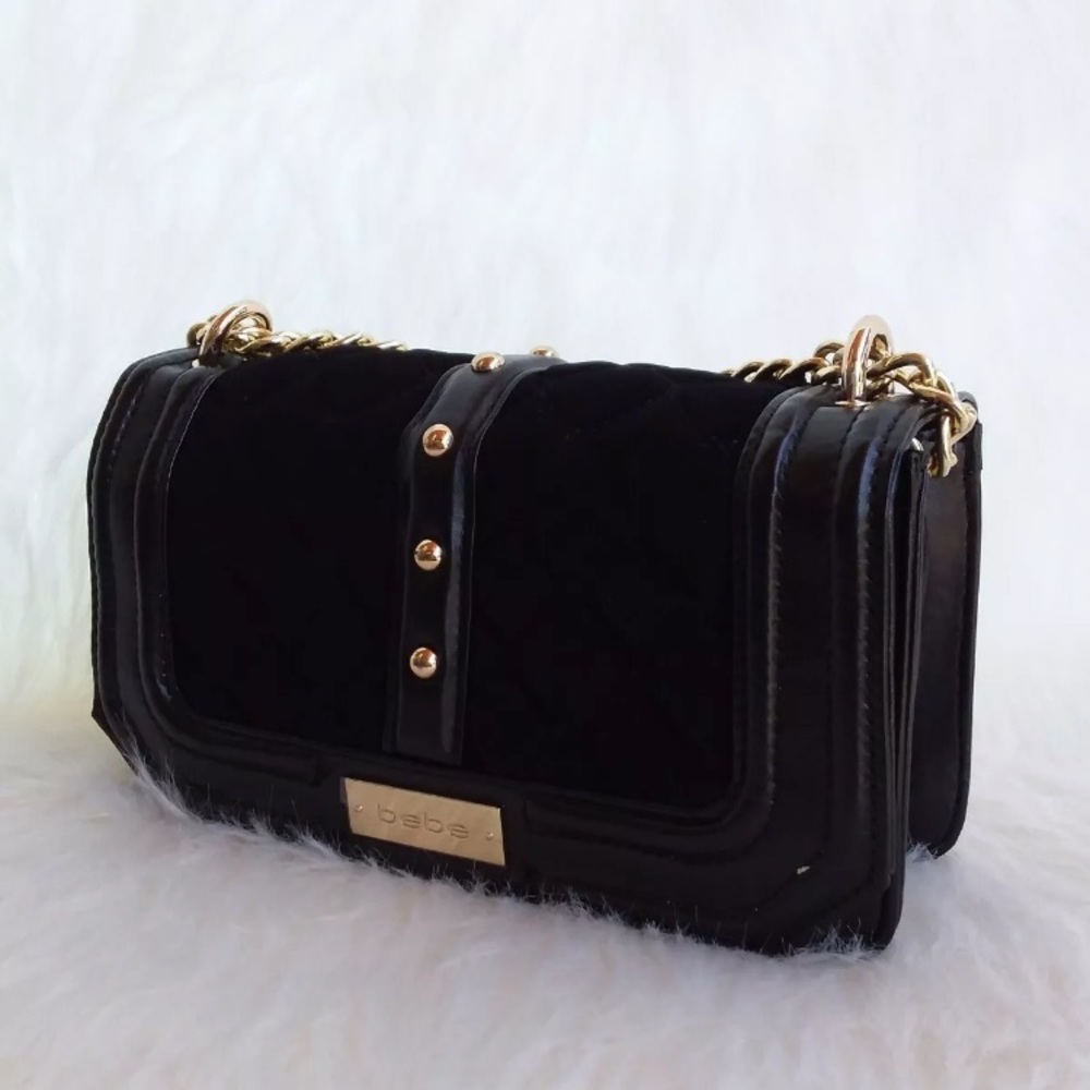 bebe Mini Stephanie Quilted Crossbody Bag Black